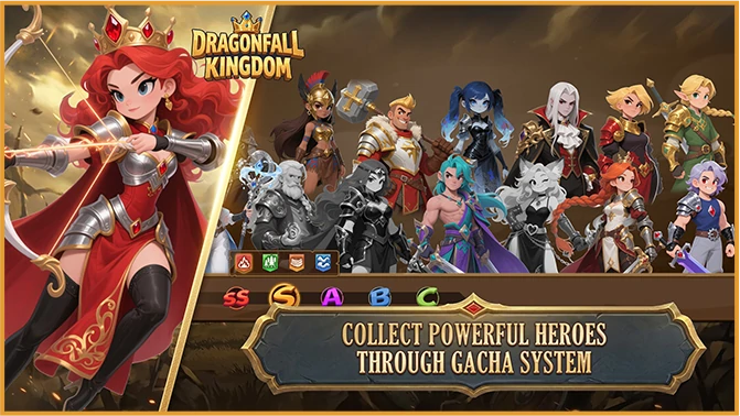 Collect powerful heroes through gacha system